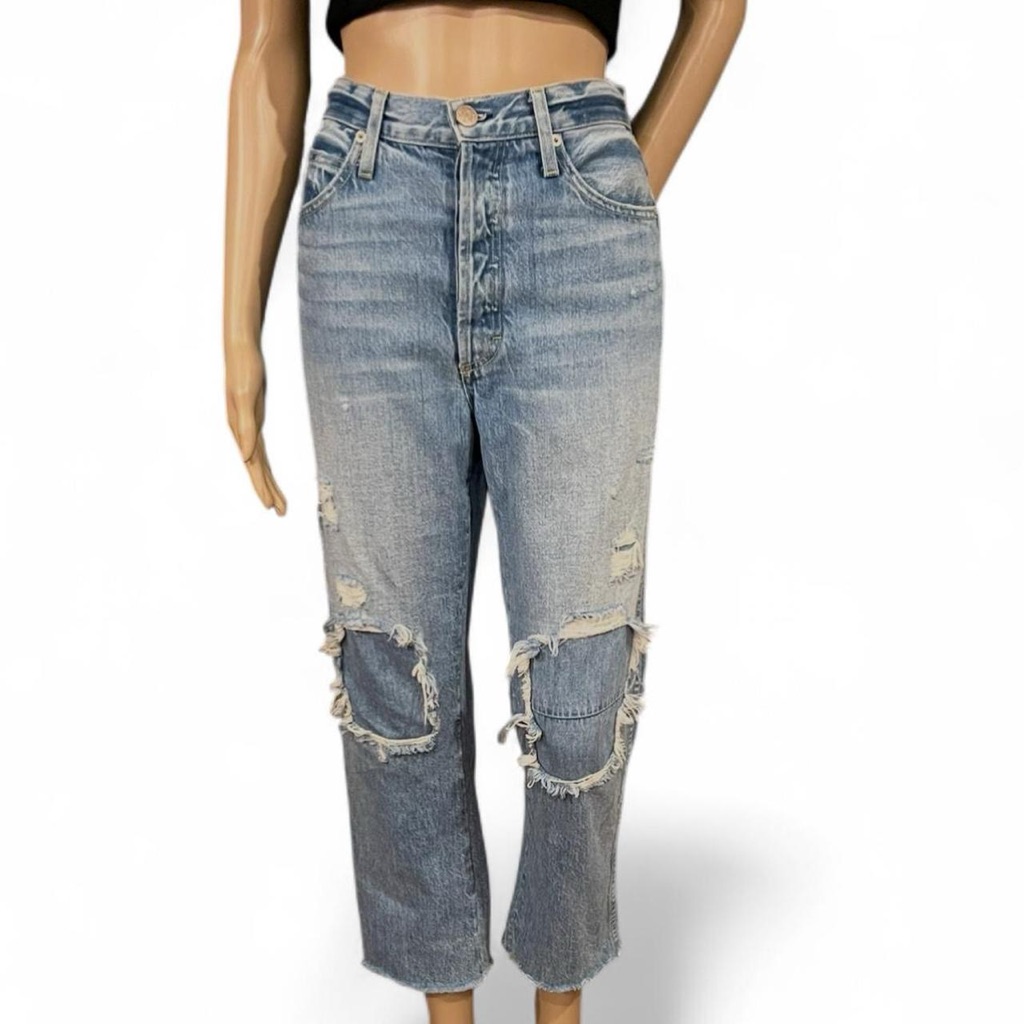 Amo Loverboy Loved To Pieces Boyfriend Blowout Repair Jeans Size 27 Distressed